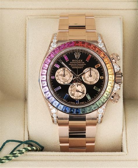 rolex daytona raingold 4104|rolex rainbow daytona gold.